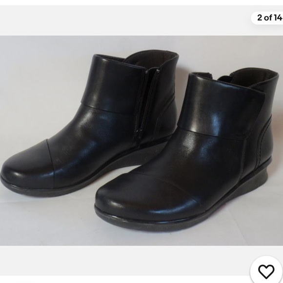 Clark’s Women's Hope Track Black Leather Ankle Boot size 7.5 - Picture 1 of 6